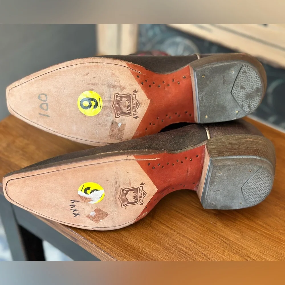 Trask Brown and Pink Ankle Boots FINAL PRICE CUT - Picture 4 of 10
